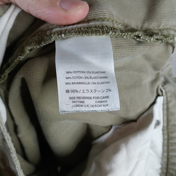 J. Crew Mens‎ Olive Green Flat Front Slim Chino Dark Wash Pants Size 32x32 PB26 - Picture 10 of 10